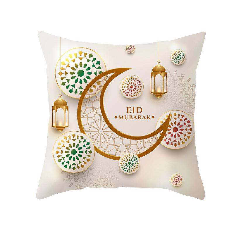 Golden Moon Ethnic Mubarak Ramadan Printed Polyester Pillow Case Home Living Room Sofa Bedroom Decoration Pillow Case