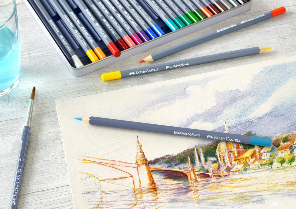 Акварельный карандаш Goldfaber 36 цветов в металлическом пенале 114636 Faber-Castell Набор, Коробка,