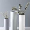 Nordic White Matte Ceramic Cylindrical Vase - Minimalist Home Decor for Fresh/Dried Flowers