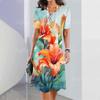 New Women's Dresses Floral 3D Printed Summer Luxury Midi Dresses Feamle Short Sleeve Dress Fashion Oversized Clothes