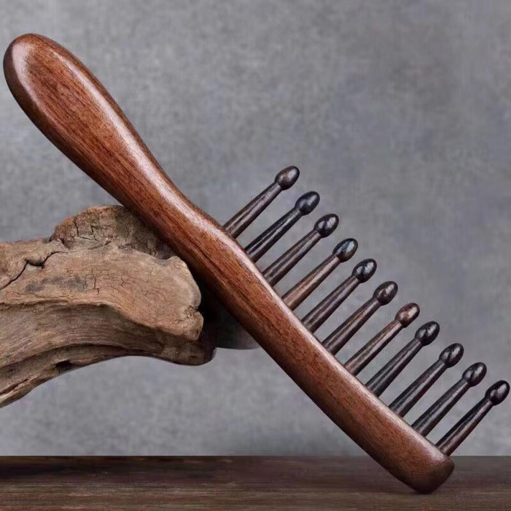 Anti-static Wooden Massage Comb No-snags Sandalwood Scalp Massager Straight Hair