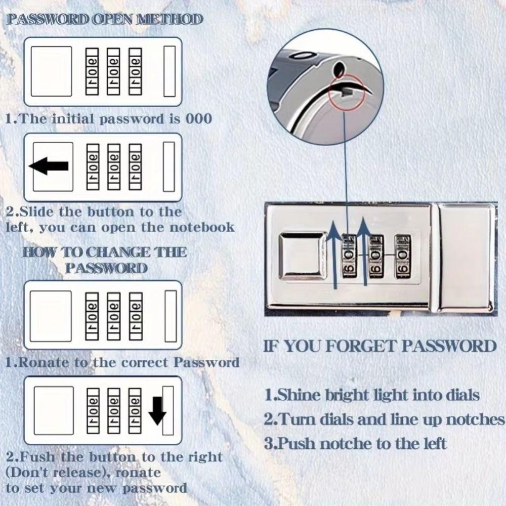 180 Pages Password Book with Lock Thickened Diary Book Creative Student Notepad  Gifts