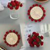 Rose Bouquet Crochet Coaster-Pink white rose with planter kit