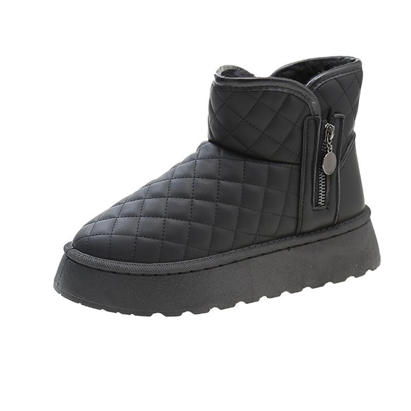 Женские зимние ботинки на толстой подошве, хлопковые ботинки, новая зимняя модель с низким голенищем, большой размер, круглый носок, подошва-маффин, плюс короткие ботинки
