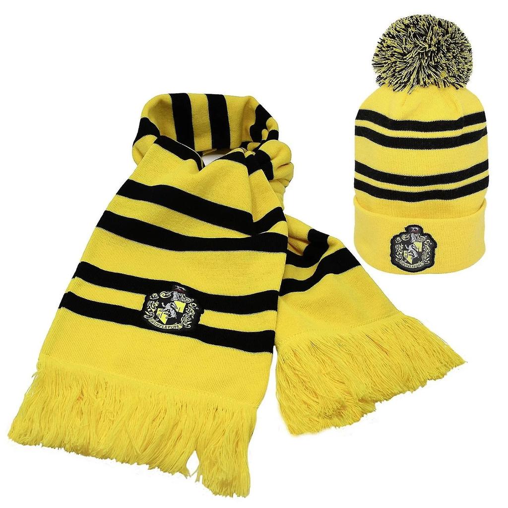 HARRY POTTER Unisex Adult Hufflepuff Hat And Scarf Set