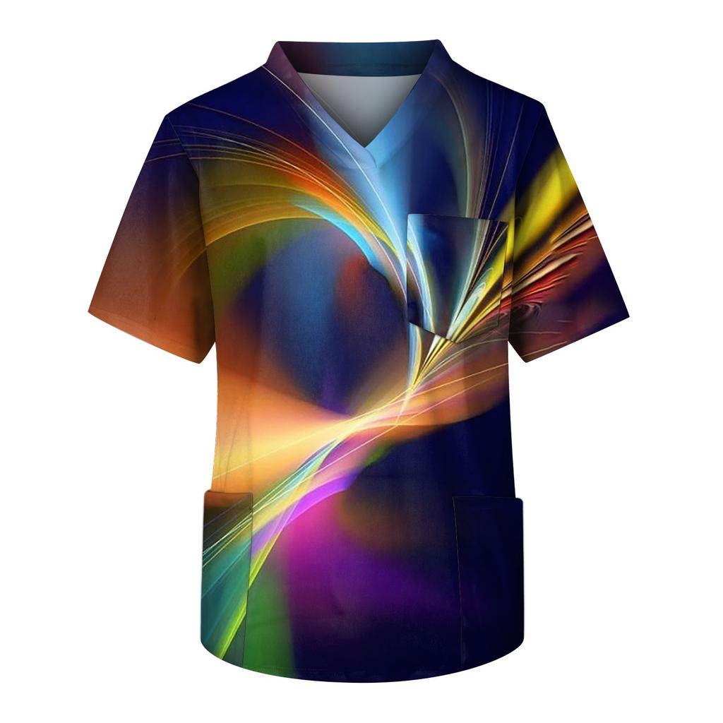 Мужской топ с короткими рукавами и V-образным вырезом с леопардовым принтом и нагрудным карманом