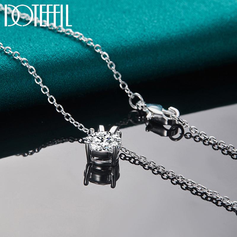 Ожерелье из стерлингового серебра 925 пробы с цирконом ААА диаметром 40–75 см, модные ювелирные изделия