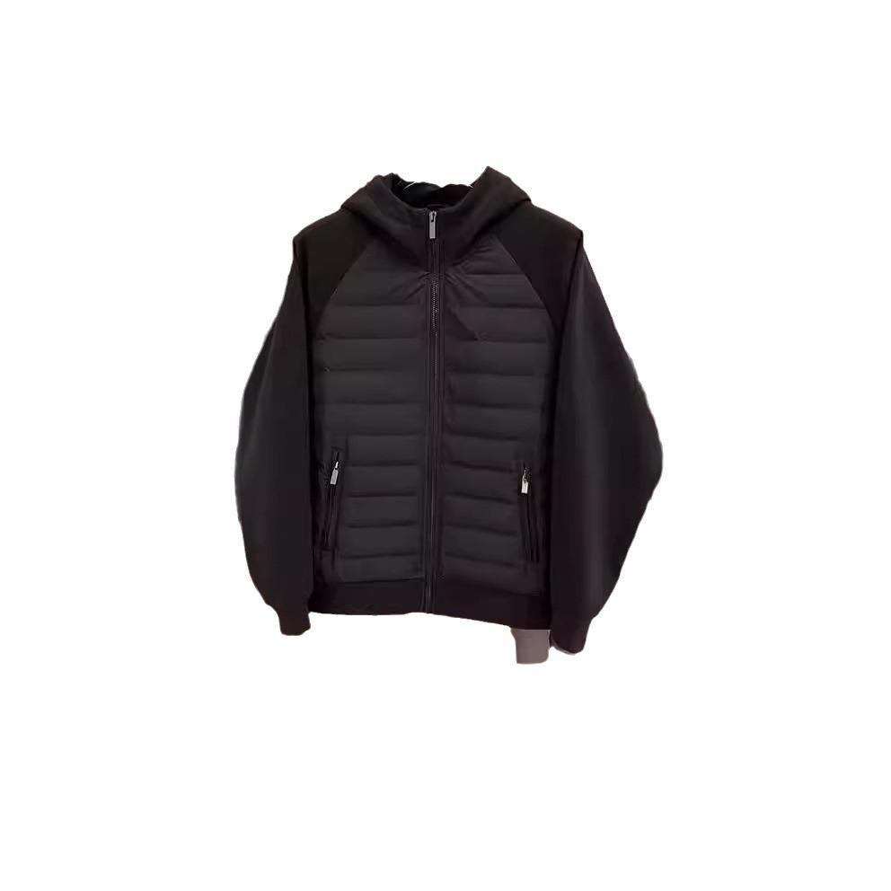 «Мужская зимняя модная хлопковая куртка с капюшоном»: Свободный, универсальный, повседневный, однотонный, парный дизайн».