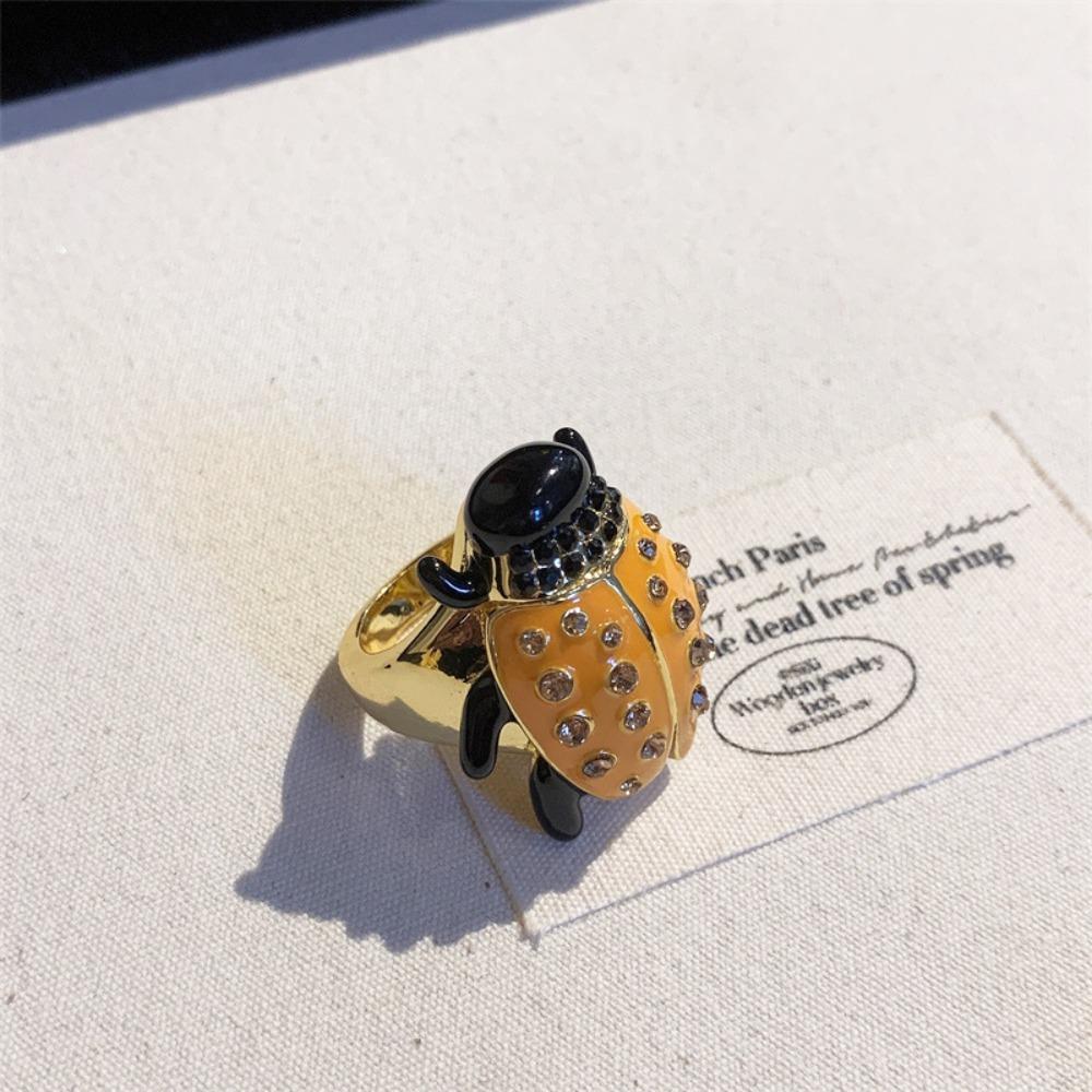 Кольцо с росписью в корейском стиле, ювелирные аксессуары, массивное эмалированное кольцо, украшение в виде капель насекомых