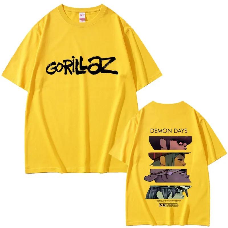 Rock Band Gorillaz Demon Days Eyes Print Tshirt Men Women Hip Hop Fashion Oversized Streetwear Soft Cotton Summer Male Clothing