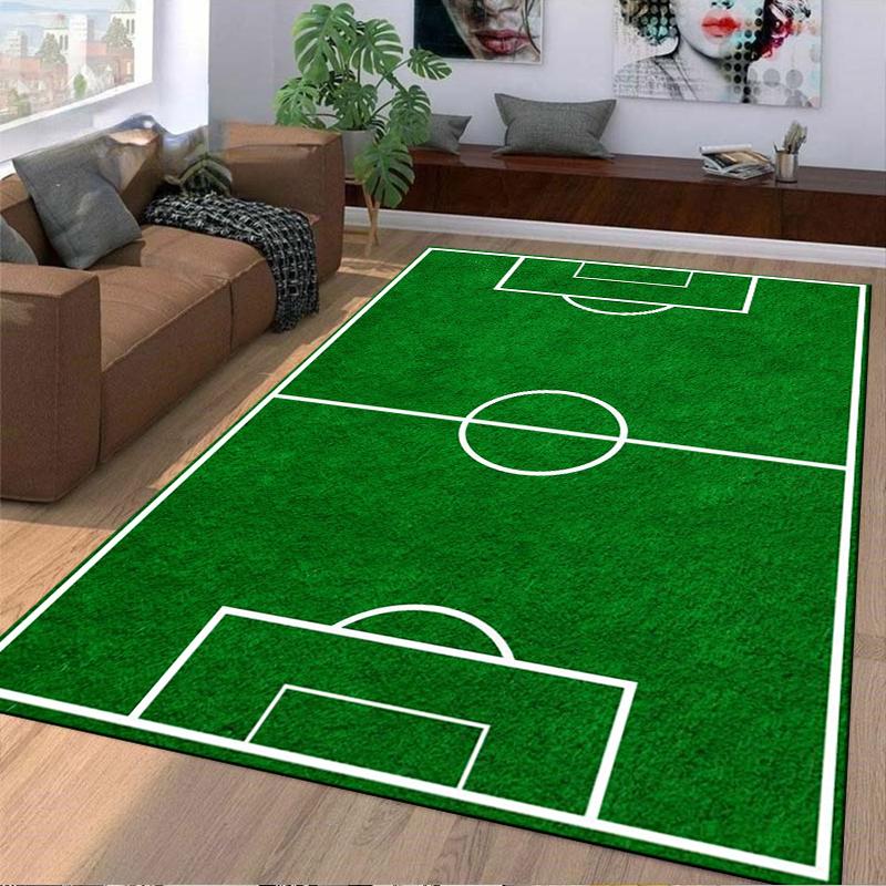Soccer Field Design Carpet Green Rug for Bedroom or Living Room Decor Suitable for use as an anti-slip for living room bedroom sofas