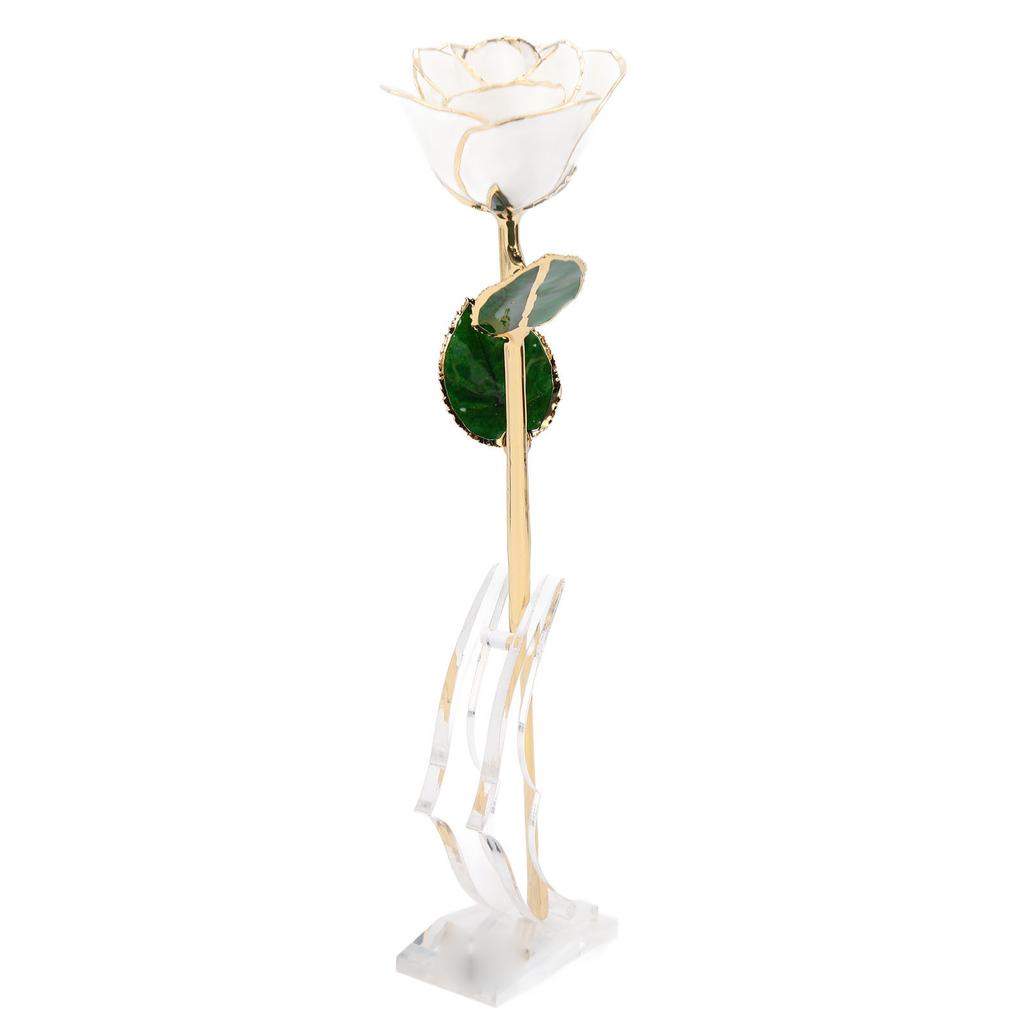 24K Gold Plated Rose with Stand Gold Dipped Rose Flower Decoration for Valentine " S Day and