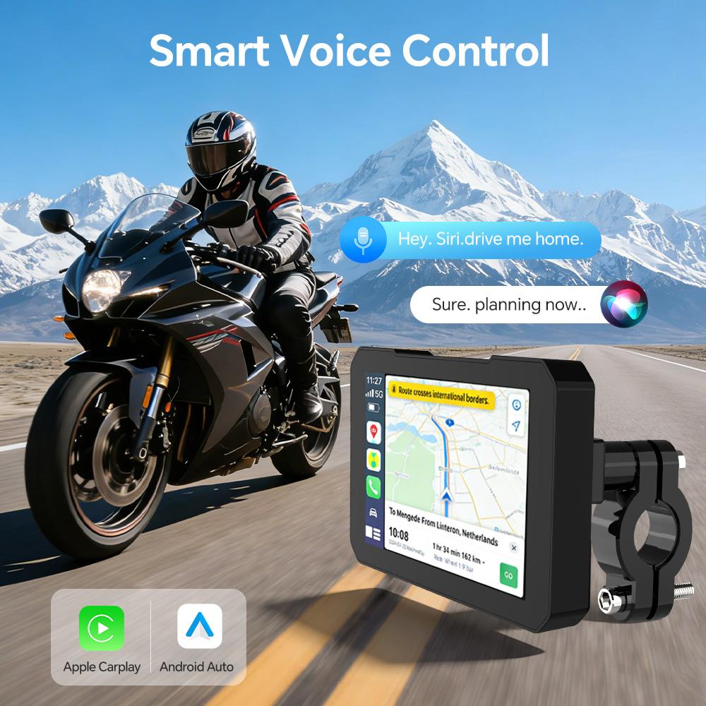 IP67Waterproof Touch Screen GPS Navigator Mirror Link Android Auto 5" Carplay Screen Worldwide Map for Motorcycle