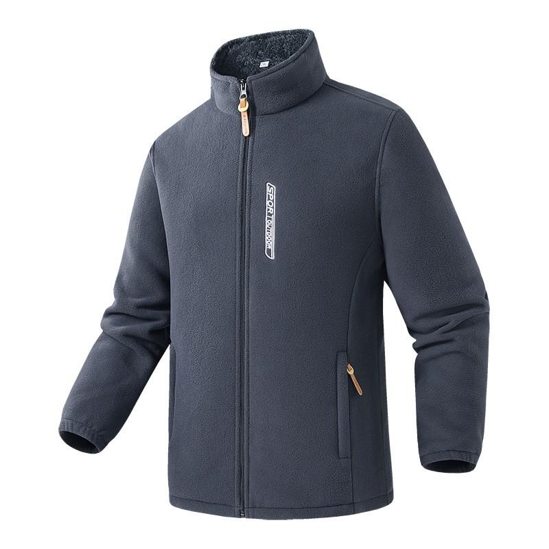 Mens Fleece Jacket Warm Outdoor Pullover Thick Stand Collar Plus Size Fall Winter