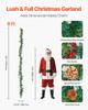Christmas Garland, 2750mm Artificial Christmas Garland with Light String, Faux Greenery Decoration with Berry Clusters, Pine Needles, Pine Cones,