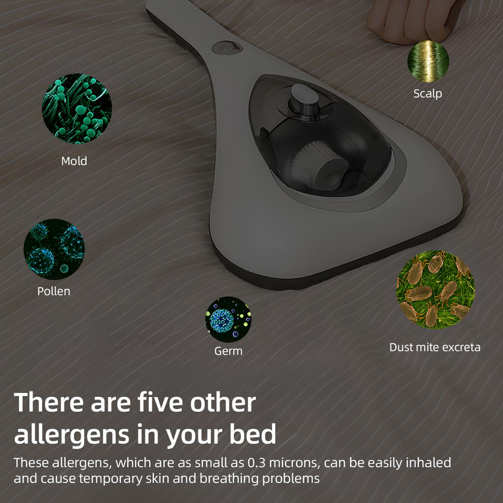 Пылесос для кровати, 10 кПа, сильное всасывание и малошумный моющийся HEPA-фильтр фиолетового цвета для глубокой очистки