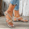 Fashion Women's Braided Flat Sandals Casual Clip Toe Summer Shoes Lightweight Elastic Band Sandals Gold Silver Footwear
