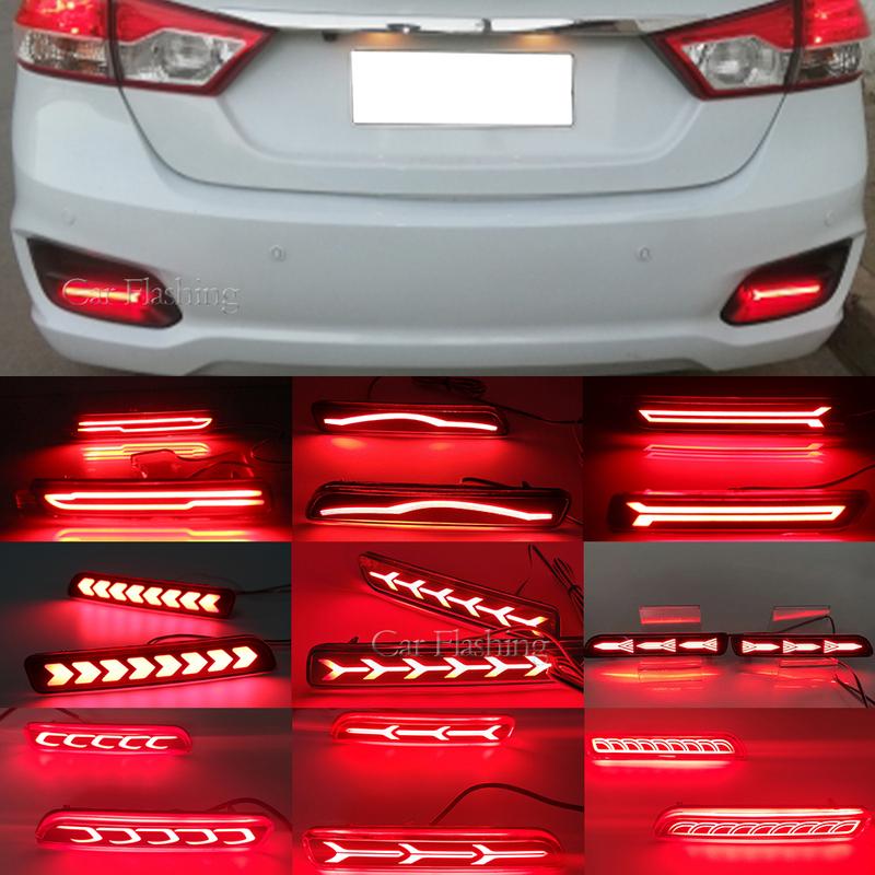 Car Flashing 2PCS For Suzuki Ertiga Ciaz Vitara S-Cross SX4 Splash Car Led Brake Lights rear bumper lamp reflector tail lamp