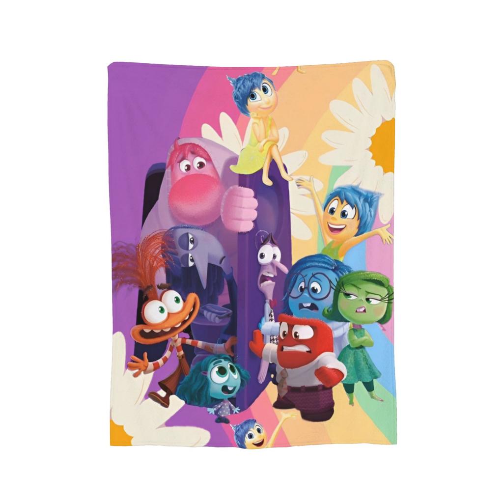 Inside Out Wool Blanket Cartoon Action Comedy Funny Throw Blankets for Sofa Bedding Lounge 125*100cm Rug Piece,