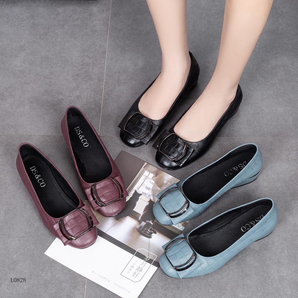Women's Shoes 2025 Spring New Doudou Shoes Woven Embossed Cowhide Soft Sole Soft Surface Round Head Metal Buckle Shallow Mouth Flat Shoes