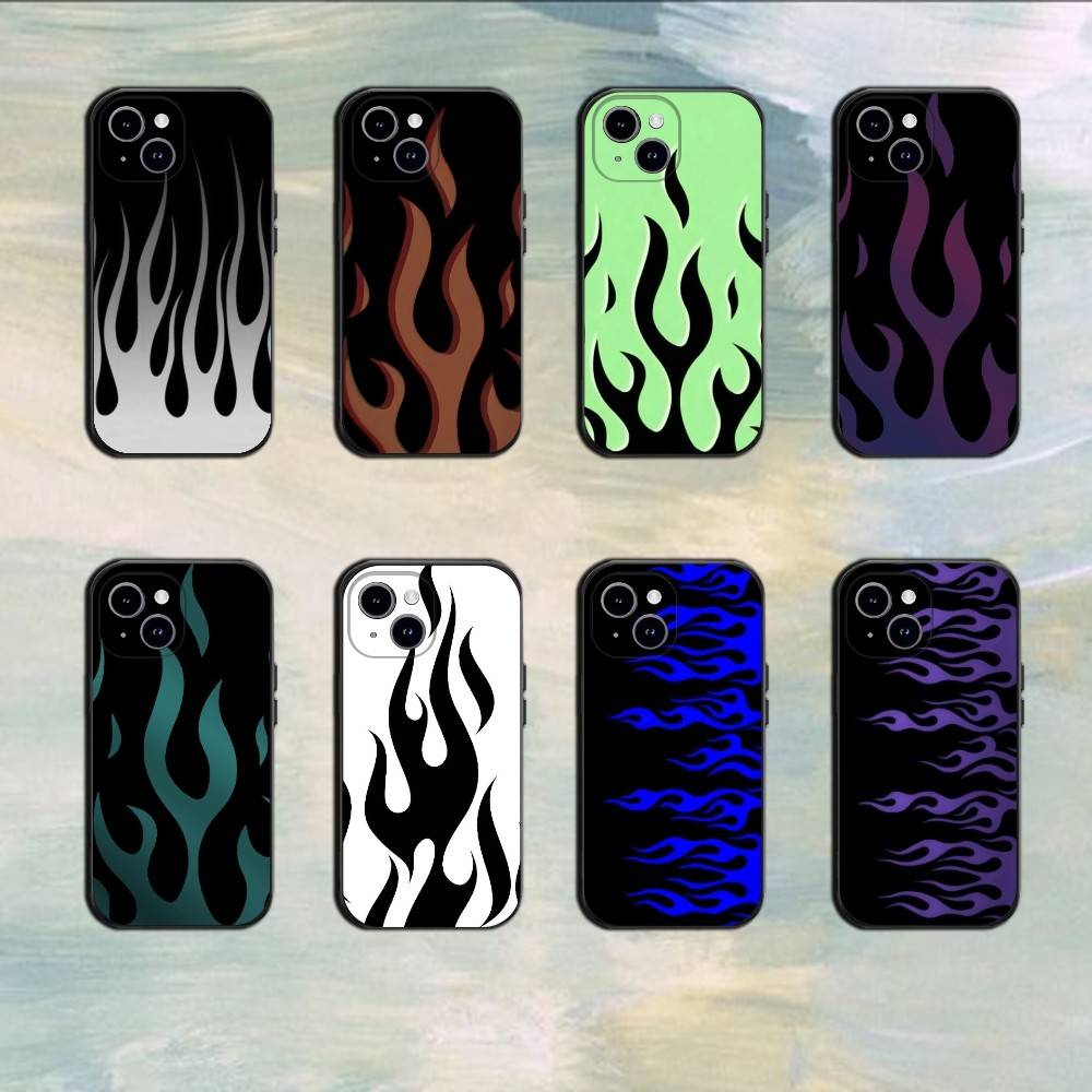 Creative Fashion Flame Phone Case For 17 16 15 14 13 12 11 Mini XS XR X 6S 6 Pro Max Plus Black Soft Cover