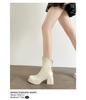 Fashion High-heeled Ankle Boots for Women 2025 New Autumn and Winter, Round-toed, Thick-heeled Versatile Fashion Boots for Outerwear