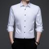 Spring and Autumn Men's Young and Middle-aged Work Business Long-sleeved Shirts Casual Non-iron Solid Color Tops Thin Men's Shirts