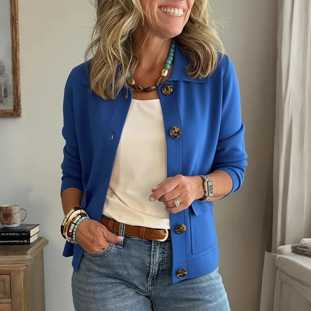 Женская модная однотонная куртка с воротником, длинными рукавами, пуговицами и карманом