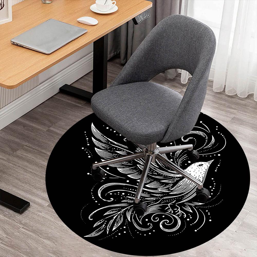 1pc bird wings Round Chair mat Area Rug - Non-Slip, Floor Mat for Office, Bedroom, and Indoor Decor -1002038