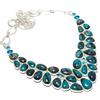 Chrysocolla, Blue Topaz Gemstone Handmade 925 Silver Necklace 18" JCN326-121