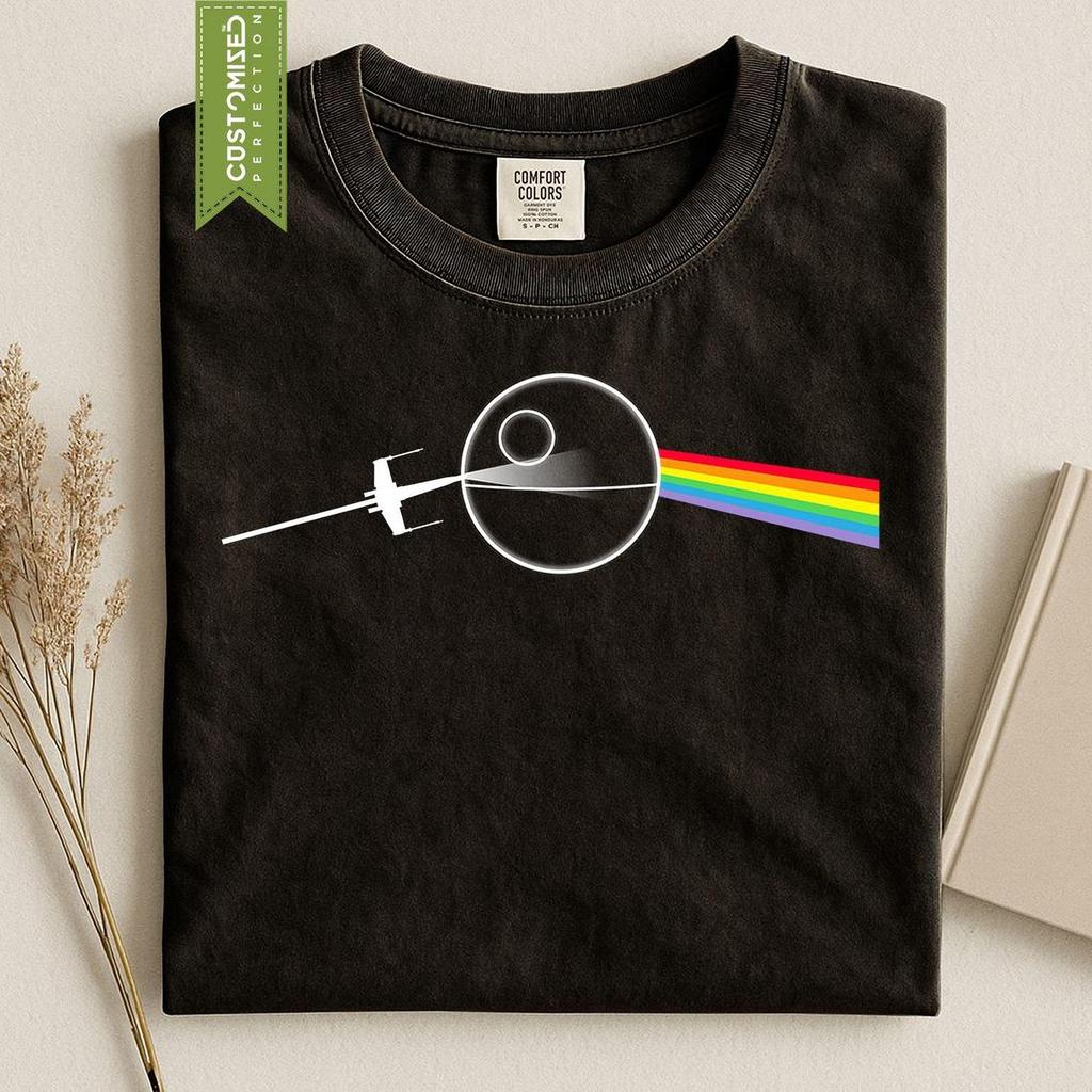 Comfort Colors® Dark Side Of The Death Star T-Shirt, LGBTQIA2+ Rainbow Tee, Pride Top