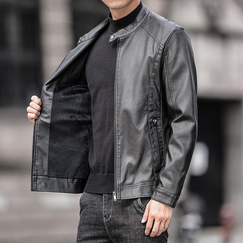 Весенняя мужская кожаная куртка в корейском стиле, тонкая мотоциклетная куртка из искусственной кожи, модная, красивая, повседневная мужская куртка для мужчин