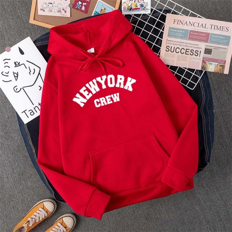 Hirsionsan New York Letter Print Hooded Sweatshirt for Women Autumn Long Sleeve Casual Pullover Y2k Anime Tops Basic