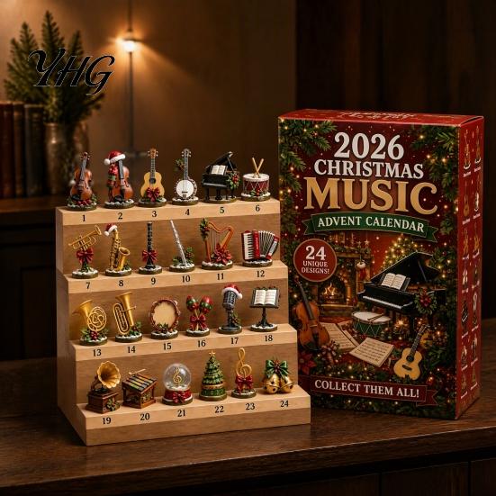 Musical Instrument Ornaments Christmas Music Advent Calendar 2026, 24 Mini Home Decorations Countdown Calendar, Musician Holiday Gift for Lovers