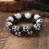 Панк Готика Череп Скелет Браслеты для Женщин Мужчин Хип-Хоп Эластичные Браслеты из Бусин Браслеты Ручной Работы Хэллоуин Ювелирные Изделия