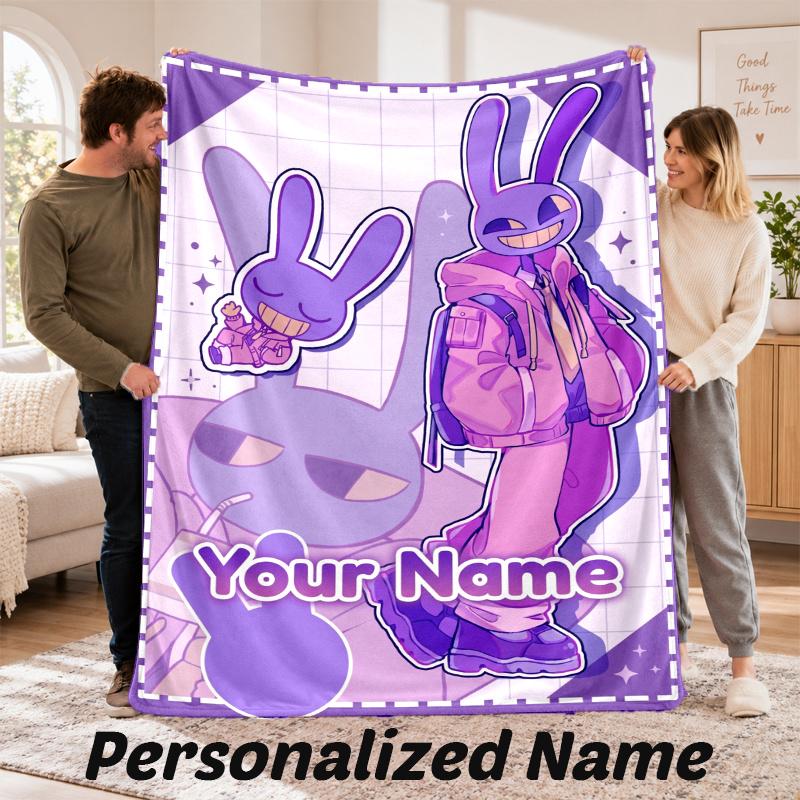 Custom Name Jax Flannel Throw Blanket Personalized Text Soft Blanket Bed Sofa Gift
