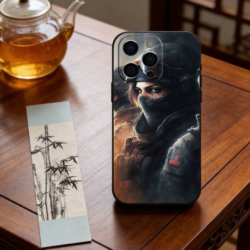 Game Rainbow Six Phone Case For iPhone 17,16,15,14,13,12,11 Plus,Pro Max,XS,Soft Silicone Black Cover