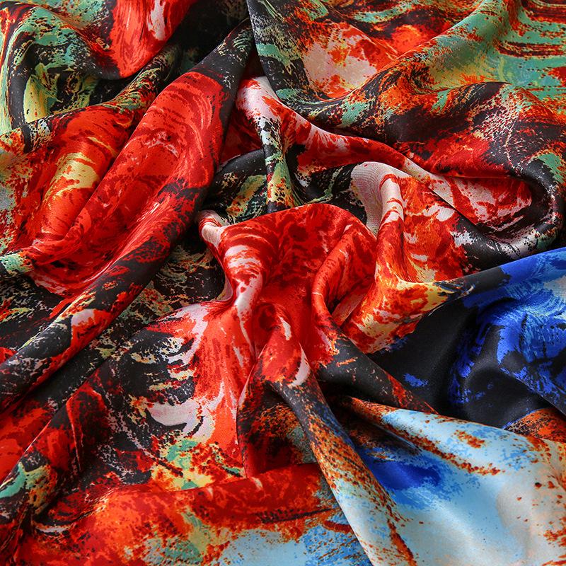 Women Fashion Square Vintage Print Satin Neckerchief Sun-Proof Scarf Scarves Shawl High Quality 1PC 90*90cm