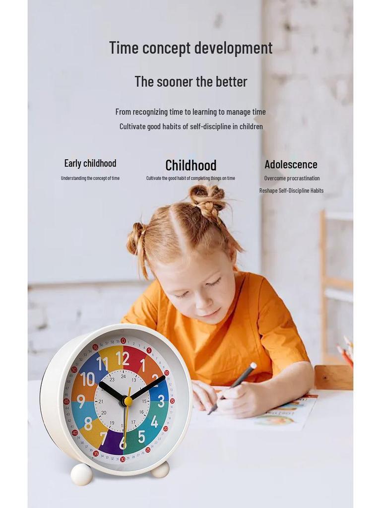 Бесшумный детский будильник с ночником - Мультяшный дизайн для спален и общежитий