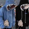 Unisex Funny Shark Teeth Hoodies Long Sleeve Oversized Drawstring Sweatshirt Casual Comfortable Pullover