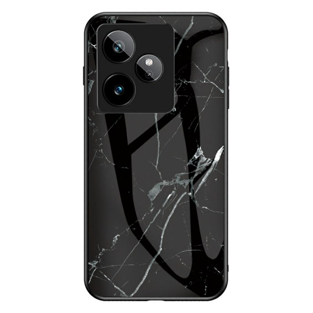 For Realme GT 7 5G Case Marble Pattern Tempered Glass+PC+TPU Protective Phone Cover