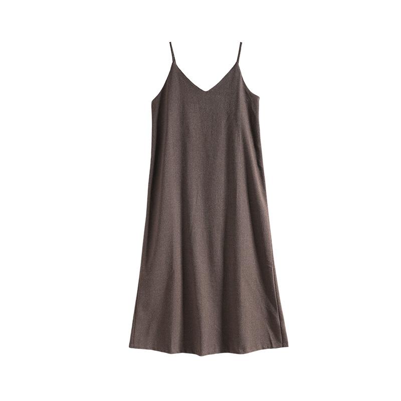 Maxlanyo versatile classic loose solid color straight tube mid length camisole dress