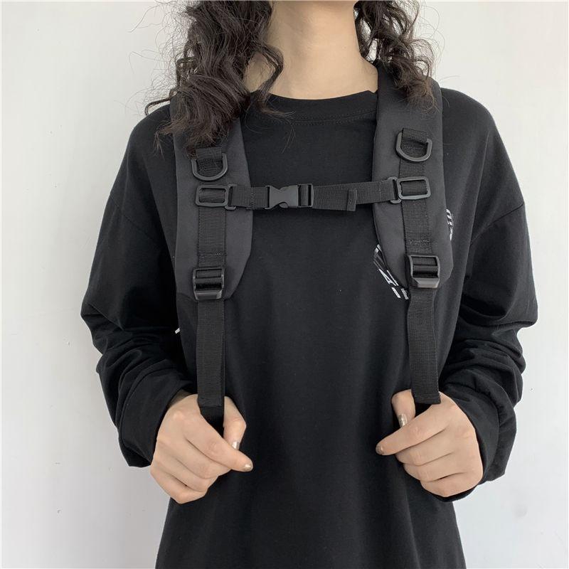 IELGY Schoolbag Female Korean Version High School Students Large Capacity Harajuku Style Tooling Bag Backpack Male