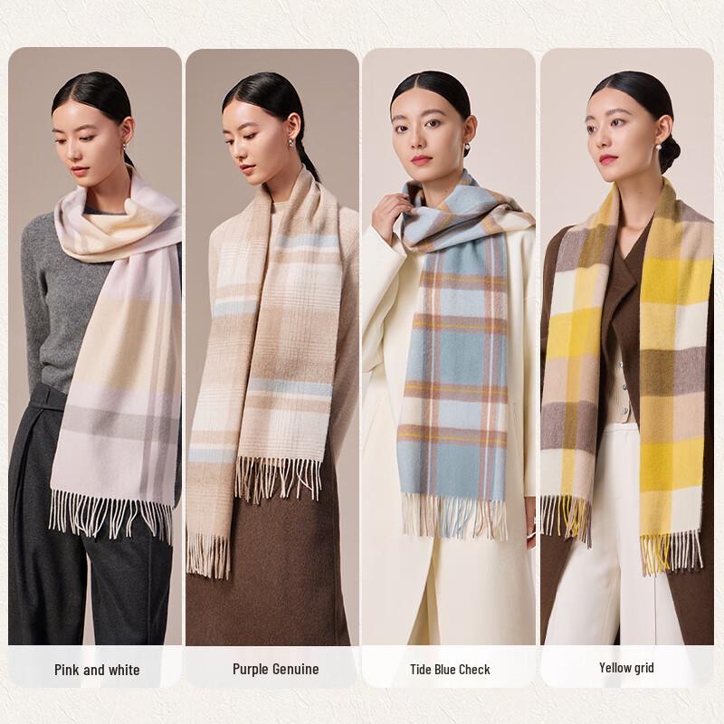 Shanghai Story Women's 100% Wool Plaid Scarf
