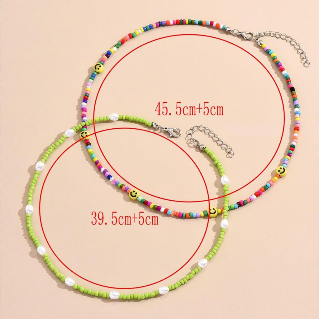 Красочное многослойное ожерелье из бусин со смайликом для женщин