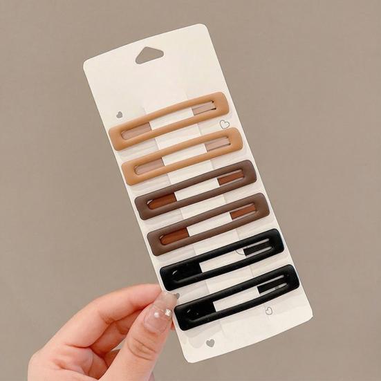 6Pcs Girl Hairpin Matte Color Rectangular Hair Clips Stable Non-Slip BB Clip Face Slimming Versatile Hair Styling
