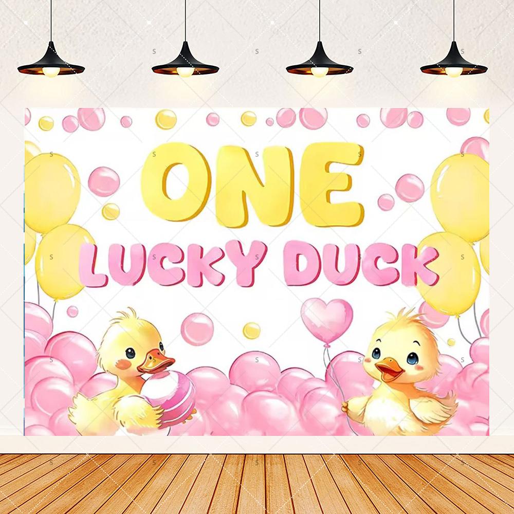 Cute Yellow Duck Theme Background Banner Kids Birthday Party Decorations Photography Backdrop Cartoon Baby Shower Supplies Props