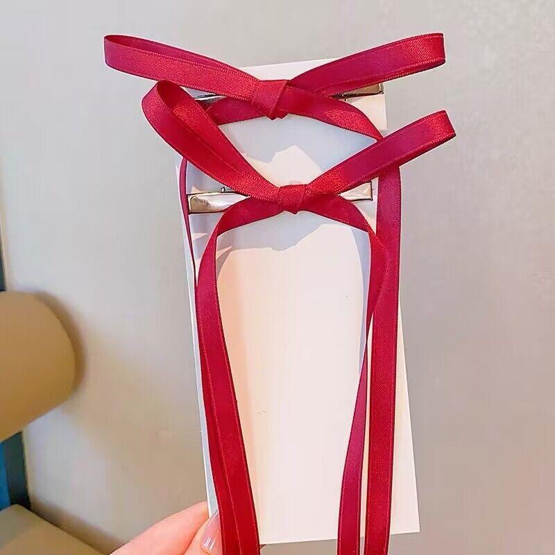 Korean Colorful Hair Bow Barrettes Trendy Ribbon Hair Clips Bowknot Hairpins Side Clips Headband for Girl Women Hair Accessories