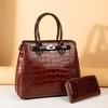 Crocodile Pattern Lacquer Leather Women's Bag Two Piece Handheld One Shoulder Diagonal Straddle Bag