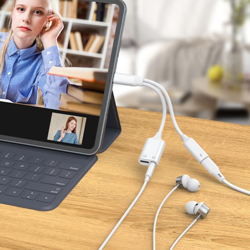 Разветвитель для наушников Type C с поддержкой PD60W, Hi-Fi звук, кабель в нейлоновой оплетке, одновременная зарядка и использование звука